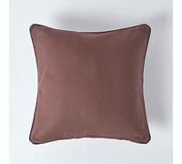 HOMESCAPES Housse de Coussin Uni Chocolat en 100% Coton, Housse de Coussin 60x60 cm