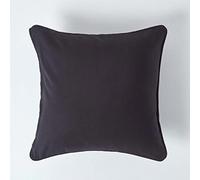 HOMESCAPES Housse de Coussin Uni Noir en 100% Coton, Housse de Coussin 60x60 cm
