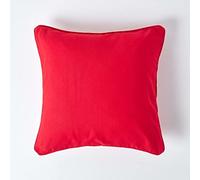 HOMESCAPES Housse de Coussin Uni Rouge en 100% Coton, Housse de Coussin 60x60 cm