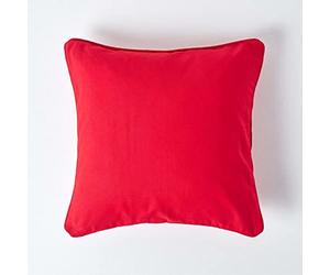 HOMESCAPES Housse de Coussin Uni Rouge en 100% Coton, Housse de Coussin 60x60 cm