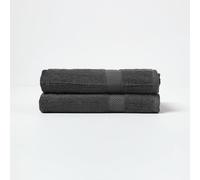HOMESCAPES Lot de 2 Serviettes de Bain en 100% Coton Turc - Ultra Doux et Absorbant - 500 g/m² - Noir - 70 x 130 cm