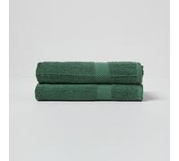 HOMESCAPES Lot de 2 Serviettes de Bain en 100% Coton Turc - Ultra Doux et Absorbant - 500 g/m² - Vert foncé - 70 x 130 cm