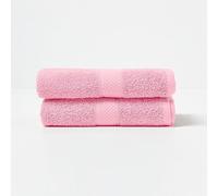 HOMESCAPES Lot de 2 Serviettes de Toilette en 100% Coton Turc - Ultra Doux et Absorbant - 500 g/m² - Rose - 50 x 90 cm