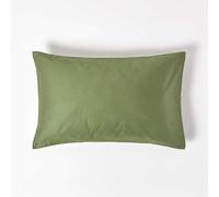 HOMESCAPES Lot de 2 Taie d’Oreiller 50x75 cm en 100% Coton Bio 400 Fils Coloris Vert Mousse
