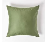 HOMESCAPES Lot de 2 Taie d’Oreiller 60x60 cm en 100% Coton Bio 400 Fils Vert Mousse
