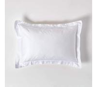 HOMESCAPES Lot de 2 Taie d’Oreiller à Volant Plat 50x75 cm en 100% Coton Bio Blanc 400 Fils