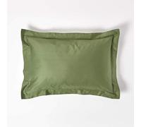 HOMESCAPES Lot de 2 Taie d’Oreiller à Volant Plat 50x75 cm en 100% Coton Bio Vert Mousse 400 Fils