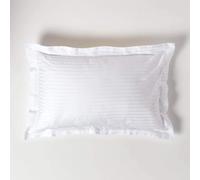 HOMESCAPES Lot de 2 Taie d’Oreiller rectangulaire Blanc 50 x 75 cm Volant Plat Oxford 330 Fils