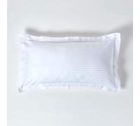 HOMESCAPES Lot de 2 Taie d’Oreiller rectangulaire Blanc 50 x 90 cm Volant Plat Oxford 330 Fils