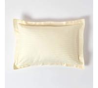 HOMESCAPES Lot de 2 Taie d’Oreiller rectangulaire Crème 50 x 75 cm Volant Plat Oxford 330 Fils