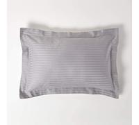 HOMESCAPES Lot de 2 Taie d’Oreiller rectangulaire Gris 50 x 75 cm Volant Plat Oxford 330 Fils