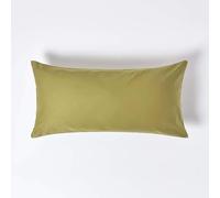 HOMESCAPES Lot de 2 taies d’Oreiller 40x80 cm, 100% Satin de Coton égyptien 1000 Fils, Coloris Vert Olive