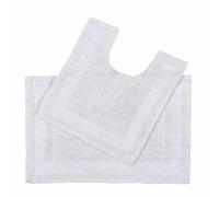 HOMESCAPES Lot de 2 Tapis de Bain 50x80 cm et 50x55 cm - Blanc - 100% Coton - Tapis Salle de Bain et Contour WC - Première Qualité - Lavable en Machine