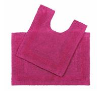 HOMESCAPES Lot de 2 Tapis de Bain 50x80 cm et 50x55 cm - Framboise - 100% Coton - Tapis Salle de Bain et Contour WC - Première Qualité - Lavable en Machine