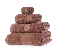 HOMESCAPES Lot de 4 Serviettes de Bain en 100% Coton Turc - Ultra Doux et Absorbant - 500 g/m² - Serviette pour Le Visage, Serviette de Toilette, Serviette de Bain et Drap de Bain - Chocolat