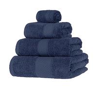 HOMESCAPES Lot de 4 Serviettes de Bain en 100% Coton Turc - Ultra Doux et Absorbant - 500 g/m² - Serviette pour Le Visage, Serviette de Toilette, Serviette de Bain et Drap de Bain - Bleu Marine