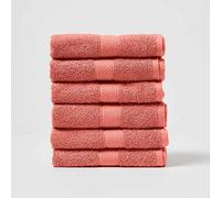 HOMESCAPES Lot de 6 Serviettes de Toilette en 100% Coton Turc - Ultra Doux et Absorbant - 500 g/m² - Orange - 50 x 90 cm