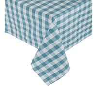 HOMESCAPES Nappe carrée à Grands Carreaux Vichy en Coton Nappe de Table en Tissu Bleu, 137 x 137 cm