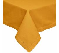 HOMESCAPES Nappe carrée en Tissu, Nappe de Table en 100% Coton uni Jaune Moutarde, Linge de Table Lavable et hypoallergénique - 137 x 137 cm