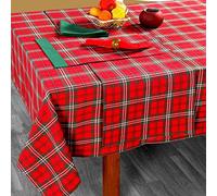 HOMESCAPES Nappe rectangulaire à Carreaux écossais Rouge, Nappe de Table en Tissu 100% Coton 137 x 178 cm