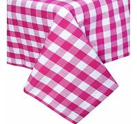 HOMESCAPES Nappe rectangulaire à Grands Carreaux Vichy en Coton Nappe de Table en Tissu Rose, 137 x 178 cm