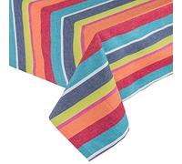 HOMESCAPES Nappe rectangulaire en Pur Coton Nappe de Table en Tissu à Rayures Multicolore, 137 x 228 cm
