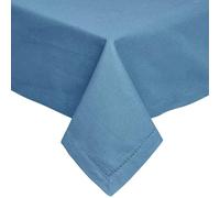 HOMESCAPES Nappe rectangulaire en Tissu, Nappe de Table en 100% Coton uni Bleu foncé, Linge de Table Lavable et hypoallergénique - 178 x 300 cm