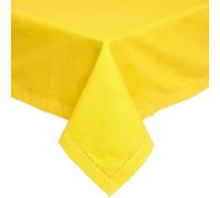 HOMESCAPES Nappe rectangulaire en Tissu, Nappe de Table en 100% Coton uni Jaune, Linge de Table Lavable et hypoallergénique - 137 x 228 cm