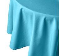 Nappe ronde unie en 100% coton - HOMESCAPES - Bleu - Rond - 180 cm - Lavable en machine et hypoallergénique