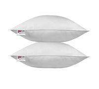 HOMESCAPES Oreiller 80x80 cm Lot de 2, Oreillers en Plumes de Canard et Coton, Hypoallergénique et Anti acarien, Coussin lit Adulte