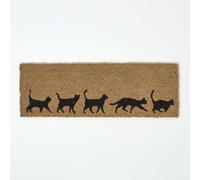 HOMESCAPES Paillasson Coco antidérapant, Paillasson extérieur Chats, 75 x 25 cm, Tapis d’extérieur