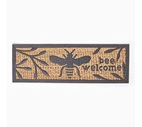 HOMESCAPES Paillasson Coco et Caoutchouc Motif Abeilles, Paillasson antidérapant 75 x 25 cm