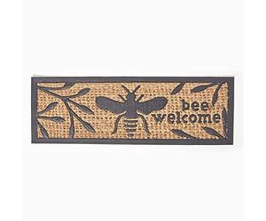 HOMESCAPES Paillasson Coco et Caoutchouc Motif Abeilles, Paillasson antidérapant 75 x 25 cm