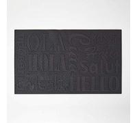HOMESCAPES Paillasson en Caoutchouc extérieur « Hello » Noir et Gris, 75 x 45 cm