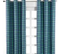 HOMESCAPES - Paire de Rideaux à œillets Bleu Tartan - Blackwatch 117 x 137 cm