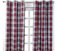 HOMESCAPES - Paire de Rideaux à œillets Rouge foncé - Macduff Tartan 117 x 137 cm