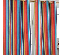 HOMESCAPES - Paire de Rideaux à Rayures Multicolores 117 x 228 cm