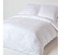 HOMESCAPES Parure de lit avec Housse de Couette 160x220 cm et taie d’Oreiller Unies en Coton égyptien Bio 400 Fils, Coloris Blanc