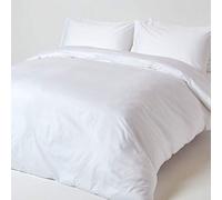 HOMESCAPES Parure de lit avec Housse de Couette 260x220 cm et 2 taies d’Oreiller Unies en Coton égyptien Bio 400 Fils, Coloris Blanc
