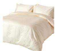 HOMESCAPES Parure de lit avec Housse de Couette 260x220 cm et 2 taies d’Oreiller Unies en Coton égyptien Bio 400 Fils, Coloris Crème