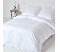 HOMESCAPES Parure de lit en Coton égyptien 1000 Fils, Housse de Couette 240x220 cm et 2 Taies d’Oreiller 80x80 cm, Coloris Blanc