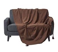 HOMESCAPES Plaid canapé en Coton, Jeté de lit ou de canapé tissé Main - Rajput - Chocolat - 255x360cm