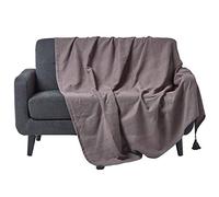 HOMESCAPES Plaid canapé en Coton, Jeté de lit ou de canapé tissé Main - Rajput - Gris - 225x255 cm