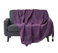 HOMESCAPES Plaid canapé en Coton, Jeté de lit ou de canapé tissé Main - Rajput - Violet - 150 x2 00cm