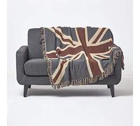 HOMESCAPES Plaid en Coton Drapeau Anglais Britannique Union Jack, Jeté de lit ou de canapé, Couverture 125x150 cm
