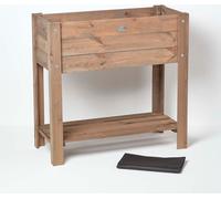 HOMESCAPES Potager surélevé en bois avec tablette - marron, hauteur 78 cm