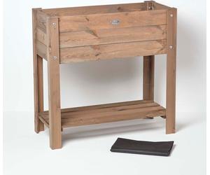 HOMESCAPES Potager surélevé en bois avec tablette - marron, hauteur 78 cm