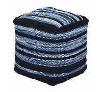 HOMESCAPES - Pouf carré en Denim Bleu- 40 cm - Texas