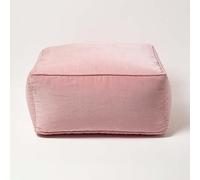 HOMESCAPES Pouf carré en Velours, Pouf Poire en Tissu Rose, 60x60x27 cm