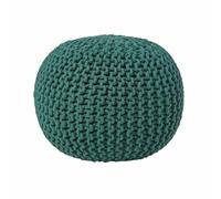 HOMESCAPES Pouf Rond tressé en Coton, Pouf Tricot Coloris Vert Anglais, 40x35 cm